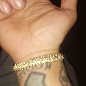 mans braslet 14k and 925 with 1k diamonds